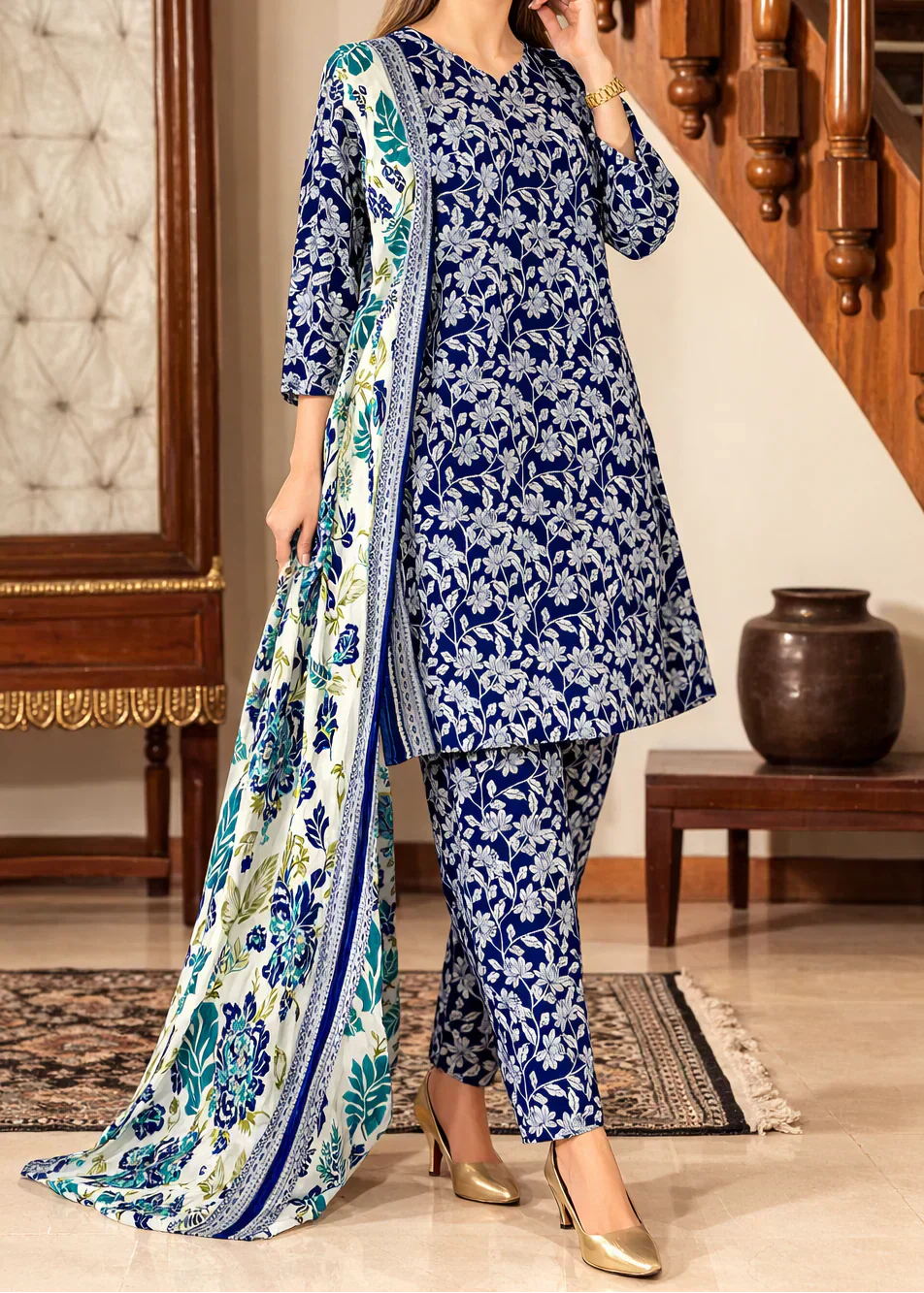 03-Piece Printed Lawn Suit - Ready To Wear