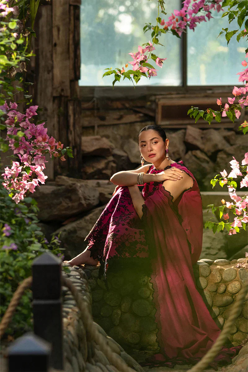 Shocking Pink - Embroidered Lawn Suit With Net Dupatta | Ready To Wear